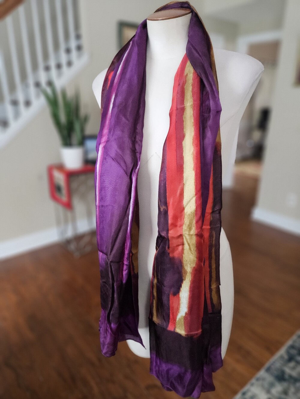 Colorful Purple Satin Scarf